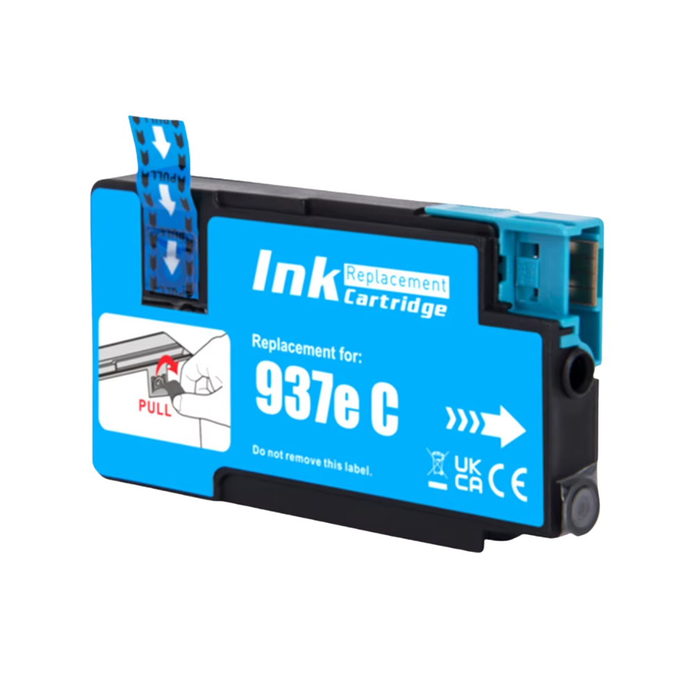 Cartouche compatible HP 937e XL cyan - Remplace les cartouches 4S6W6NE/4S6W2NE
